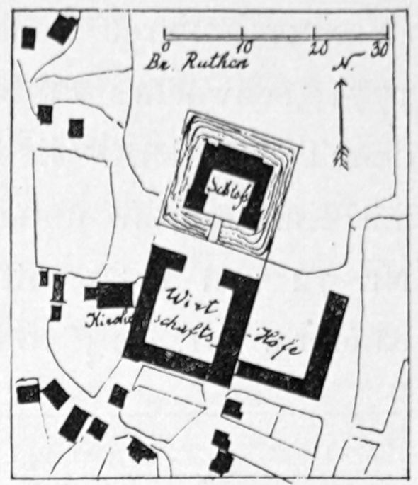 Abbildung 139. Bisperode, Lageplan von Schloss und Kirche 1759.